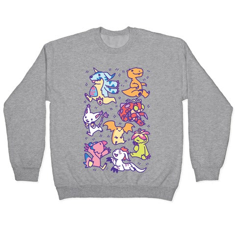 Digital Monsters Pattern Crewneck Sweatshirt